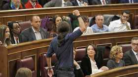 Pablo Iglesias, durante su toma de posesión como diputado en el Congreso