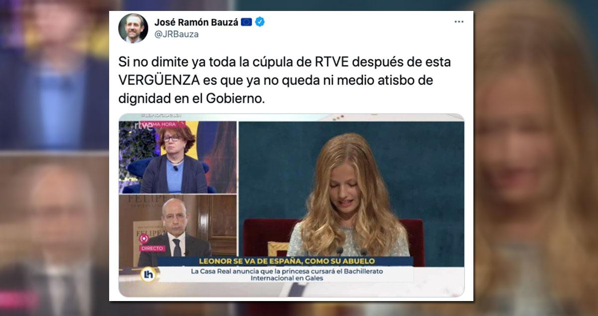 El eurodiputado José Ramón Bauzá pide la dimisión de la cúpula de RTVE por la fórmula elegida para divulgar la información de la princesa Leonor / TWITTER