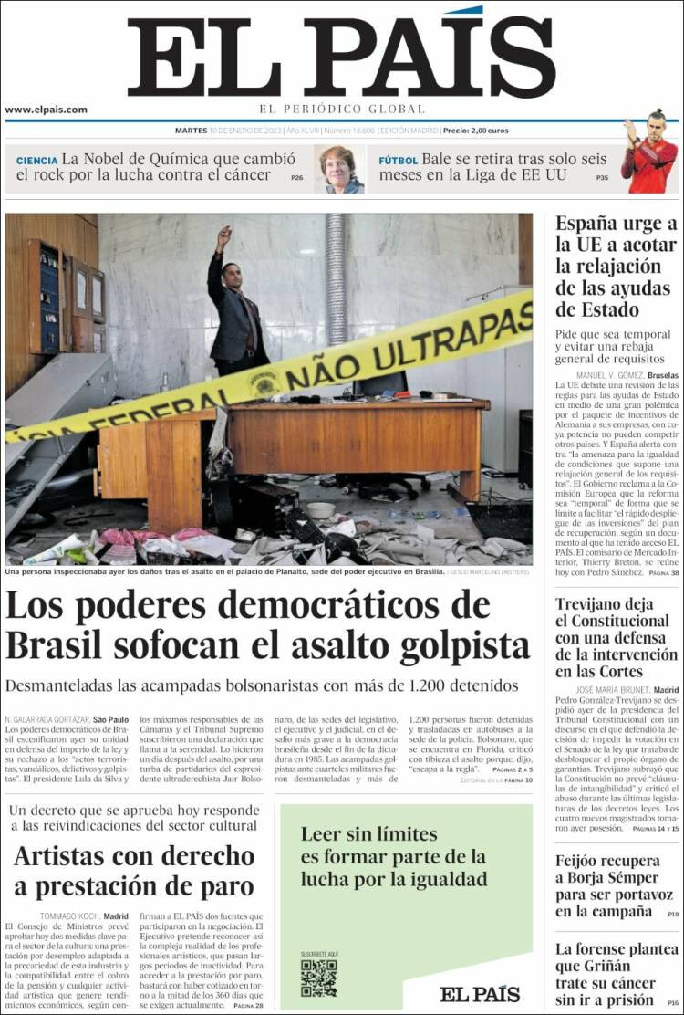 La portada de 'El País' del 10 de enero de 2023 / EL PAÍS
