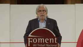 El presidente de Foment, Josep Sánchez Llibre, en el acto contra las medidas de la alcaldesa Colau