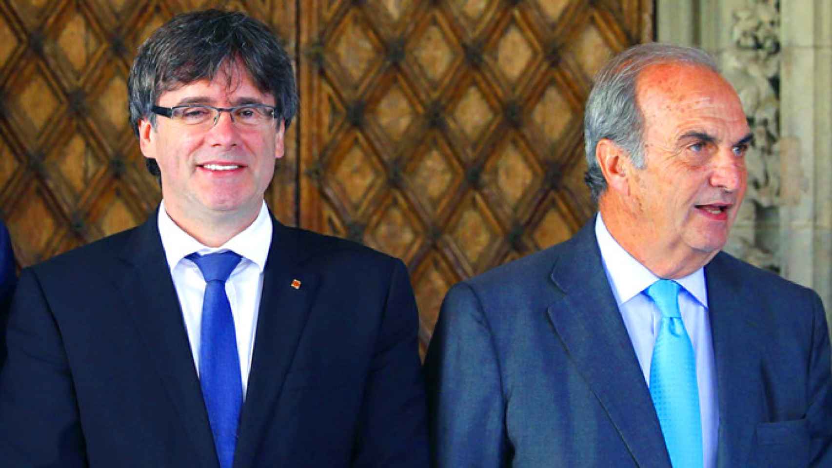 Carles Puigdemont y Joaquím Gay de Montellà, presidente de la patronal catalana; las patronales catalanas sufren por el nacionalismo / EFE