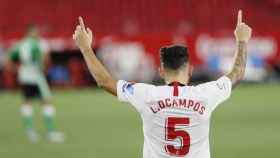 Lucas Ocampos celebra un gol del Sevilla / EFE