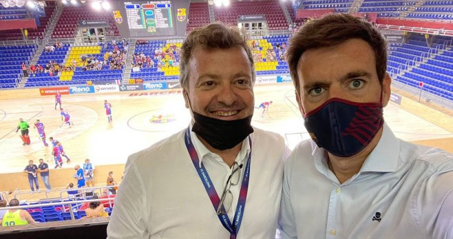 Xavi Budó y Álex Barbany disfrutan en el Palau Blaugrana / REDES
