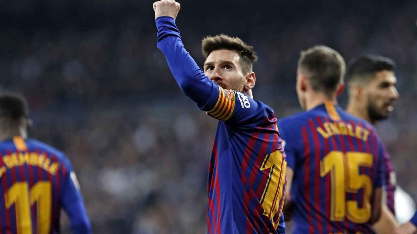 Messi celebrando un gol en el Bernabéu / EFE