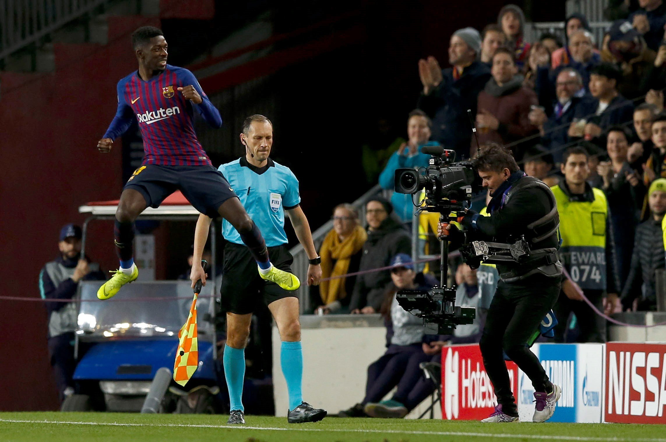 Dembelé celebra su gol frente al Tottenham / EFE
