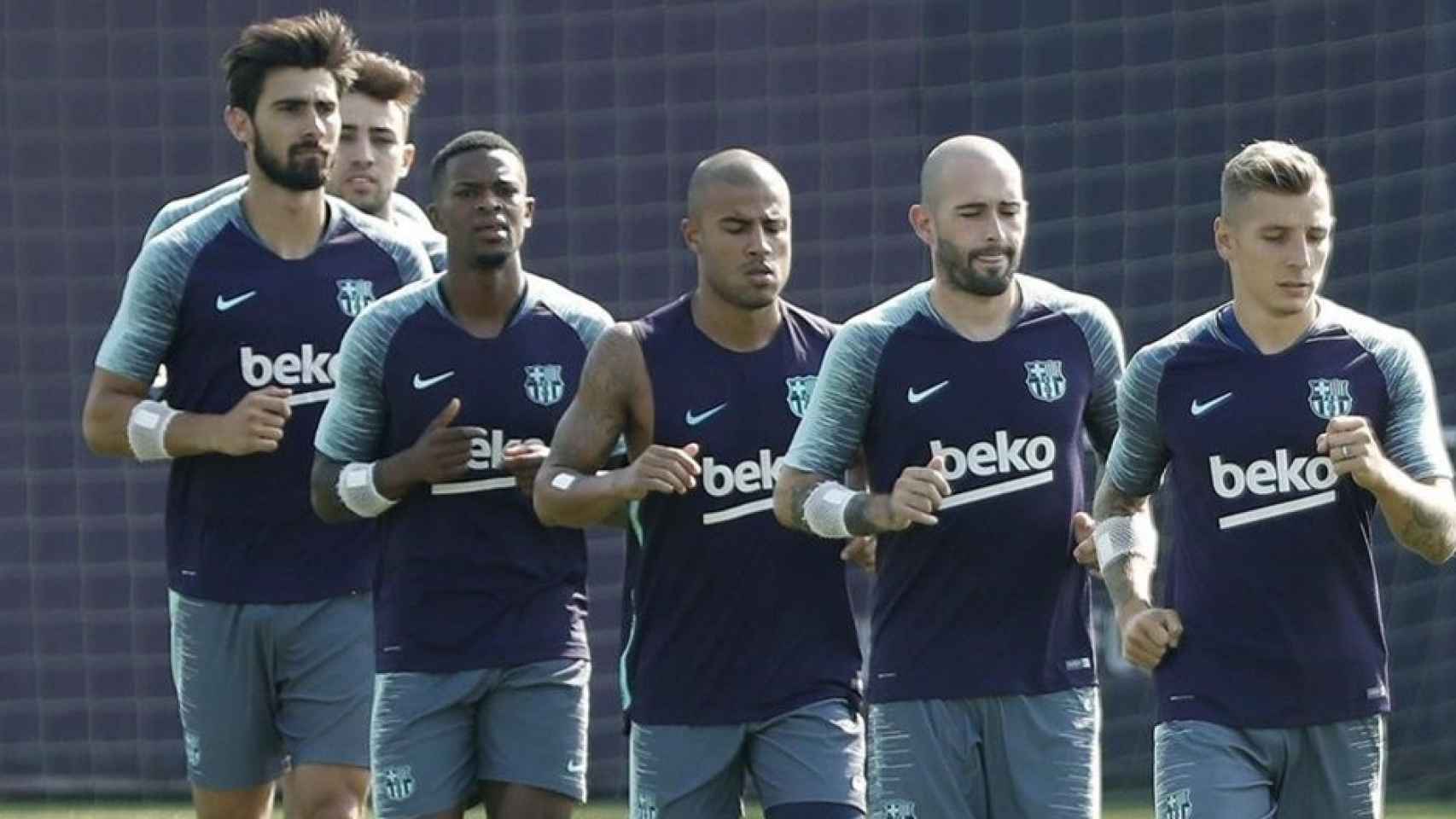 André Gomes, Aleix Vidal y Lucas Digne durante la pasada pretemporada antes de salir del Barça / EFE