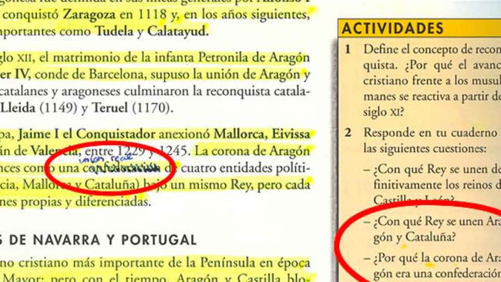 Manipulación por el separatismo en un libro de texto escolar en Cataluña / HA