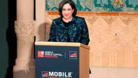 Ada Colau, alcaldesa de Barcelona, durante una de las cenas de presentación del Mobile World Congress / EP