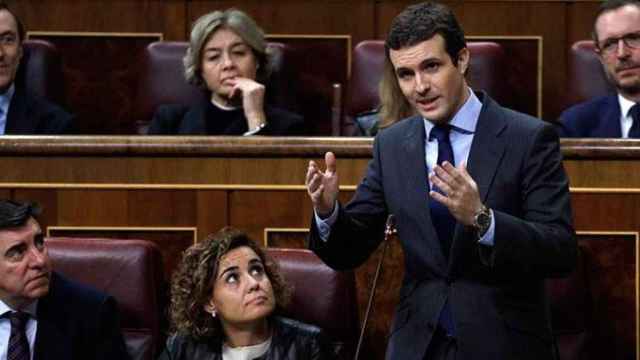 Pablo Casado durante la sesión de control al Gobierno este miércoles / EFE