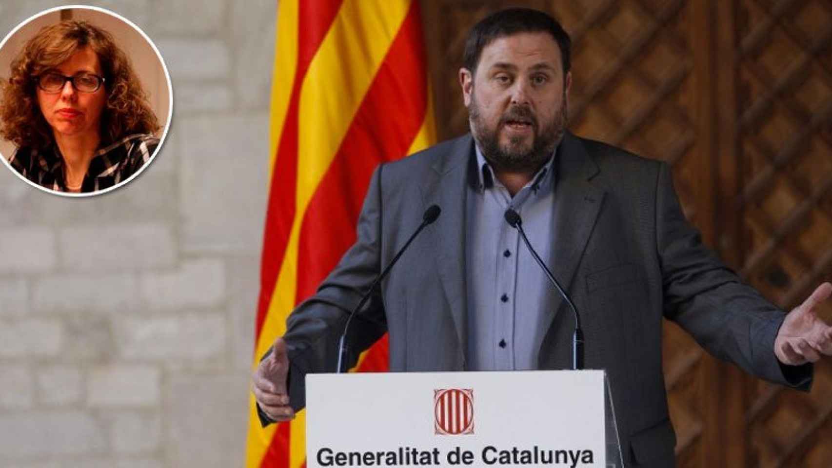 Oriol Junqueras, vicepresidente económico de la Generalitat, y Mireia Vida, ex interventora general de la Generalitat.