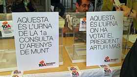 Punto de votación en Barcelona del referéndum independentista que ofrecía utilizar la urna utilizada por el presidente de la Generalitat, Artur Mas