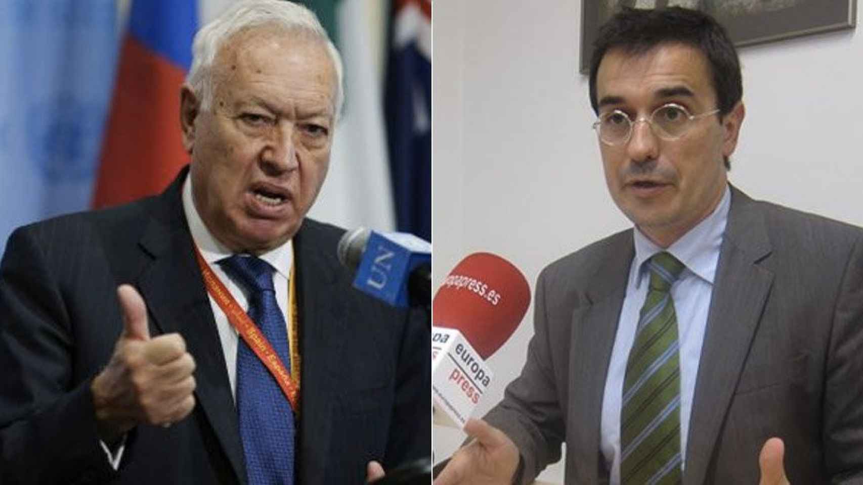 El ministro de Asuntos Exteriores, Juan Manuel García-Margallo, en Nueva York (izquierda); y el representante de la Generalitat ante la Unión Europea, Amadeu Altafaj (derecha)