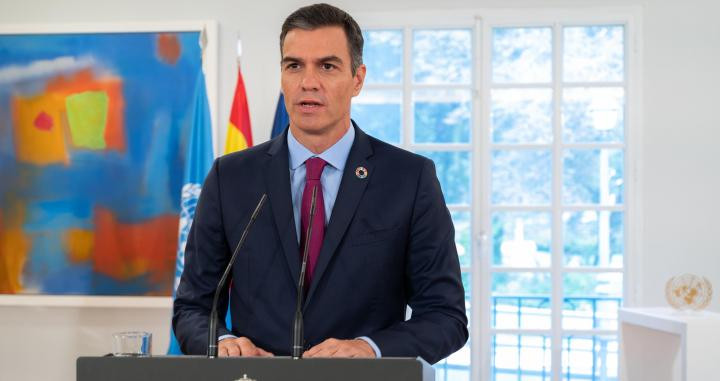 Pedro Sánchez, presidente del Gobierno, durante la presentación del Plan de Recuperación / EP