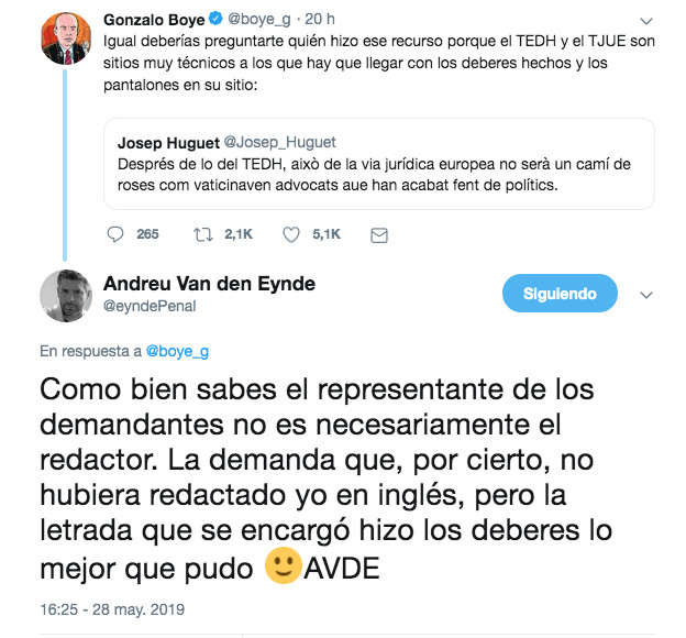 Gonzalo Boye y Andreu Van den Eynde se enzarzan en Twitter / TWITTER