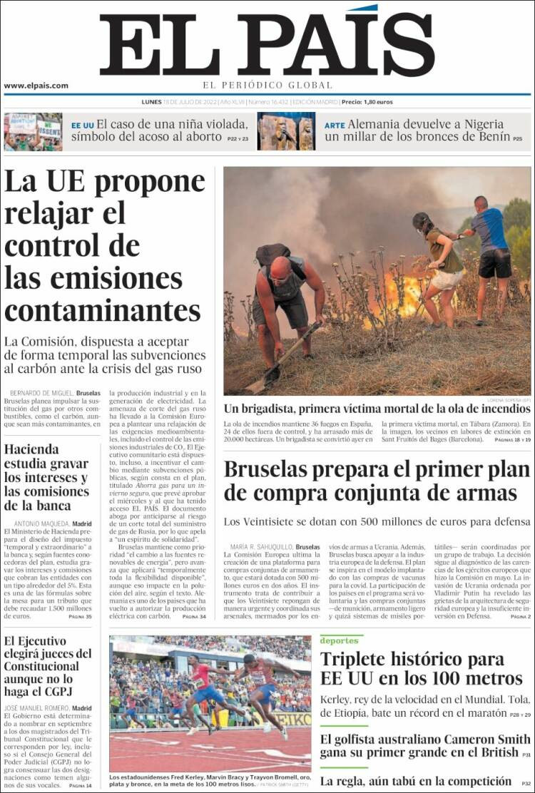 elpais.750 (10)Portada de 'El País' del 18 de julio de 2022