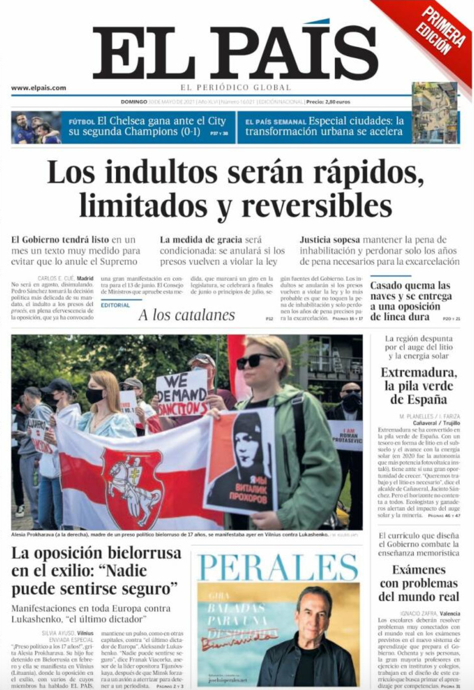Portada de 'El País' del 30 de mayo de 2021 / KIOSKO.NET