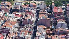 Calle Tarragona de Sant Adrià de Besòs, desde el aire