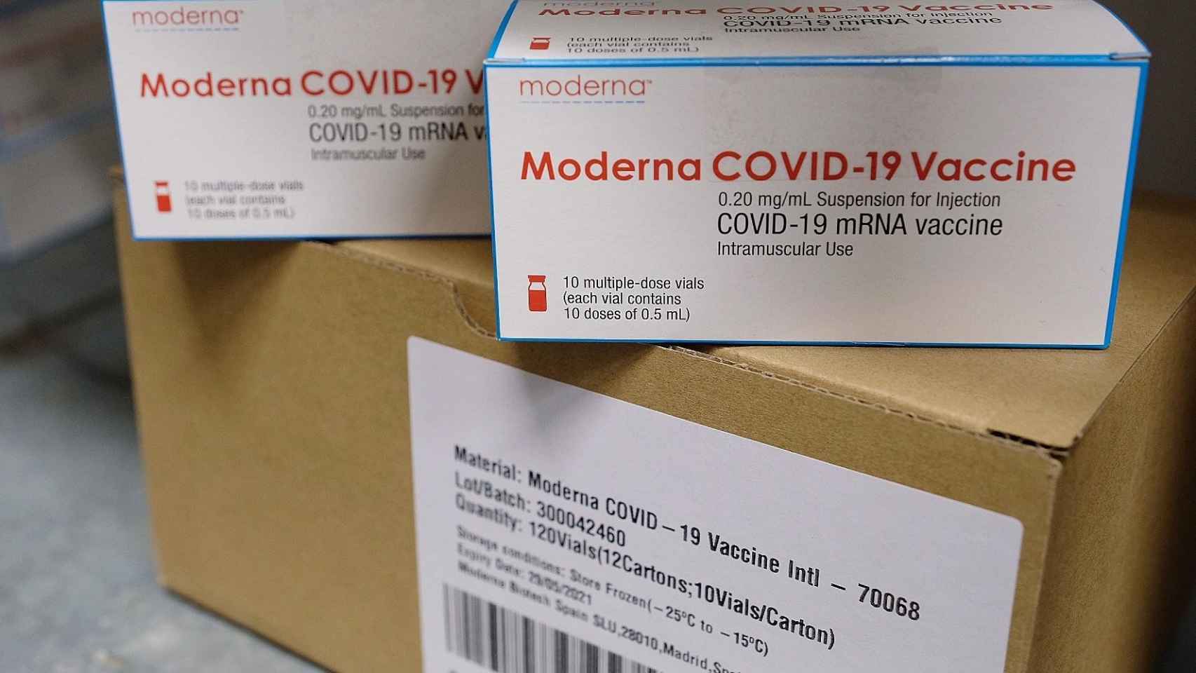 Un lote con las vacunas de Moderna, que ya se han distribuido en Cataluña