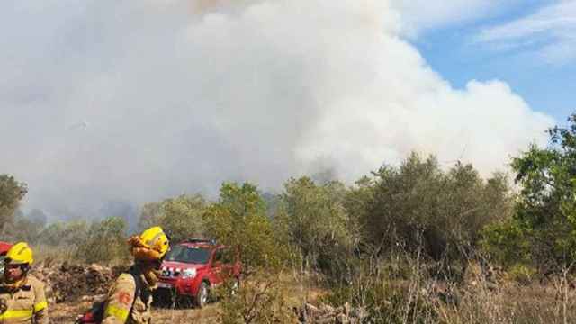 Dos efectivos de bomberos en el fuego de El Perelló / BOMBERS