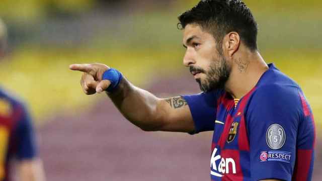 Luis Suárez celebrando su gol /FCB