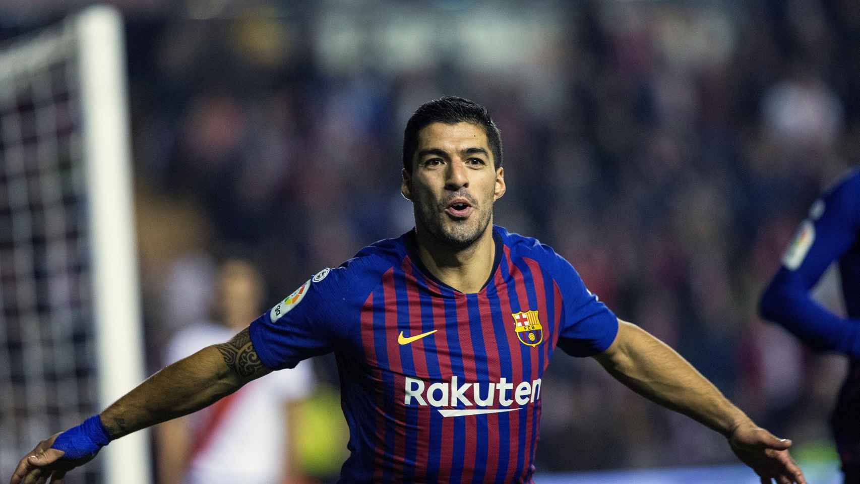 Luis Suárez celebra tras marcar el tercer gol ante el Rayo Vallecano / EFE