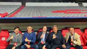 Mateu Alemany, Enric Masip, Jordi Cruyff, Joan Laporta y Rafa Yuste en el Allianz Arena / REDES