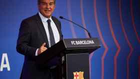 Joan Laporta, presidente del Barça, en una rueda de prensa reciente / FCB