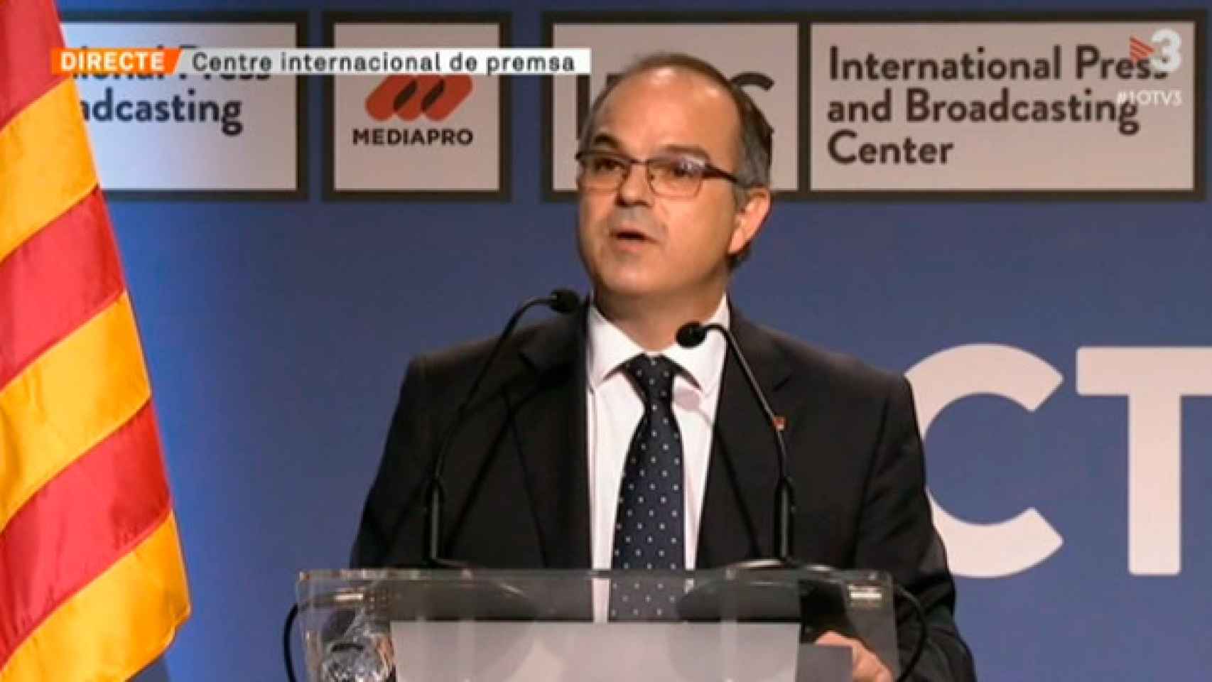 Jordi Turull, portavoz del Govern y 'conseller' de Presidencia, anuncia en rueda de prensa que arranca el referéndum / CG