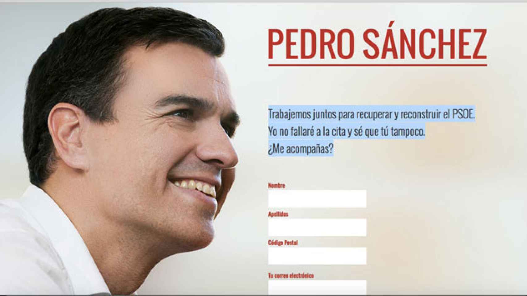 Imagen de la web de campaña de Pedro Sánchez para recuperar el PSOE / CG