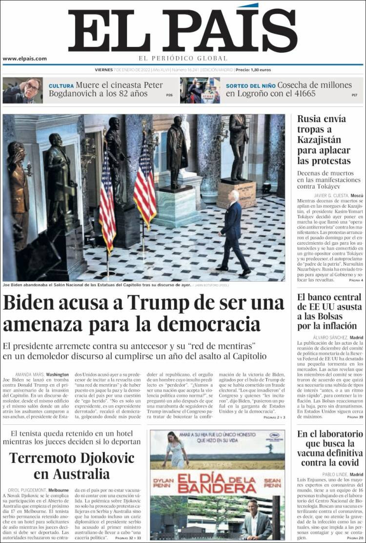 Portada de 'El País' del 7 de enero de 2022 / KIOSKO.NET