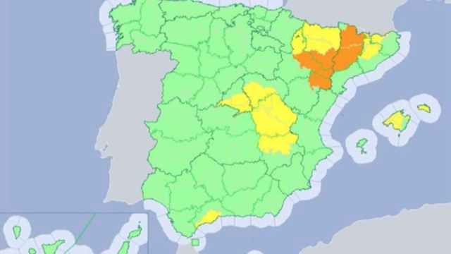 Mapa de temperaturas de la AEMET de este lunes / EP