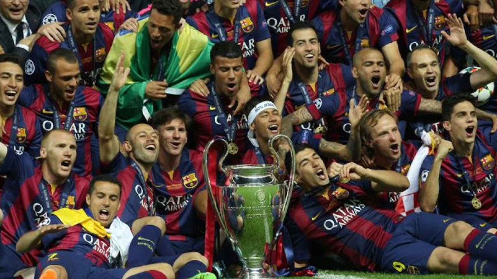 Los jugadores del FC Barcelona, celebrando el triunfo en la pasada edición de la Champions League