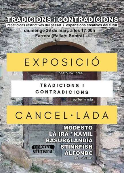 Cartel de cancelación de la muestra de arte en la iglesia de Farrera / GALERIA EFÍMERA LLEIDA