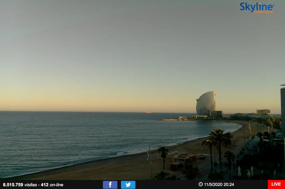 Vista de la Barceloneta en directo desde Skylinewebcams