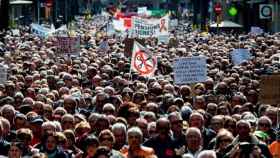 Una manifestación por la subida de la pensión en Cataluña / EFE