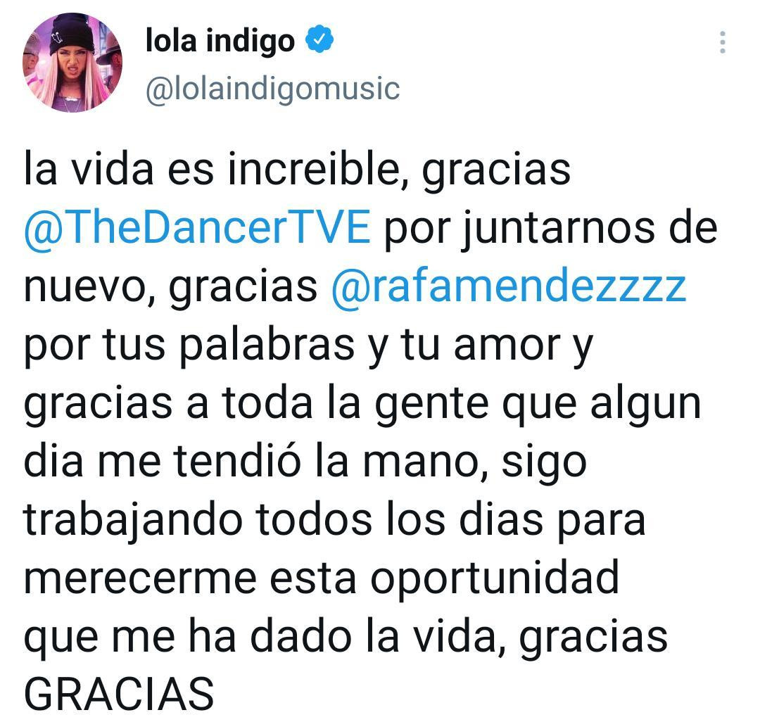 Mensaje de Lola Indigo a Rafa Méndez