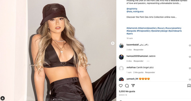 Natalia Rodrigues posa como modelo en su cuenta de Instagram / INSTAGRAM