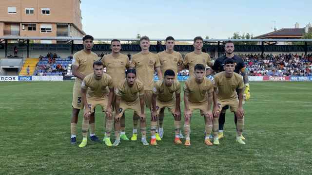 El once del Barça B, durante el enfrentamiento contra el CD Alcoyano / FCB