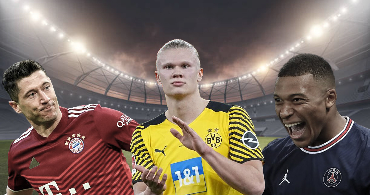 Lewandowski, Haaland y Mbappé, los tres delanteros más deseados del fútbol europeo / FOTOMONTAJE