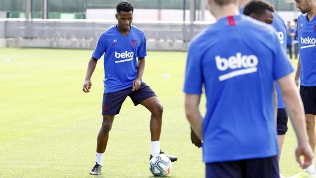 Ansu Fati en un entrenamiento del Barça / FC Barcelona