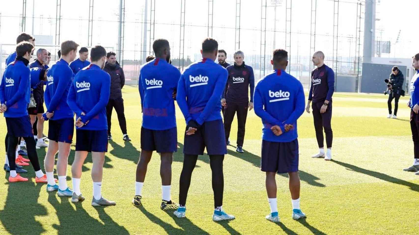 Imagen de un entrenamiento del Barça / EFE