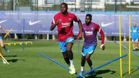 Dembelé, en uno de los recientes entrenamientos del Barça / FCB