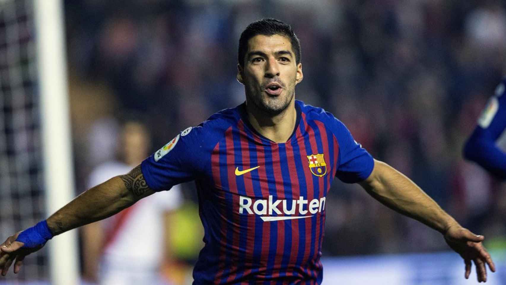 Luis Suárez celebra un gol con el Barça / EFE