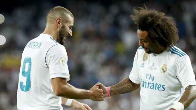 Benzema y Marcelona, durante un duelo con el Madrid/ EFE