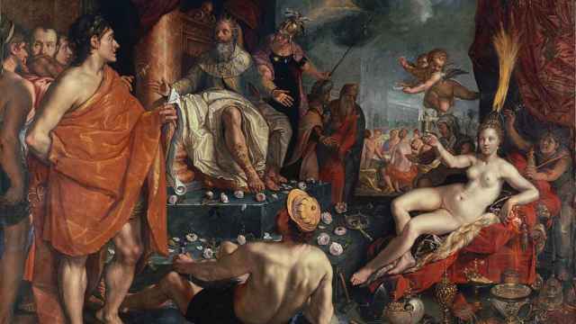 Hermes presentando a Pandora ante el rey Epimetheo (1611) / HENDRICK GOLTZIUS