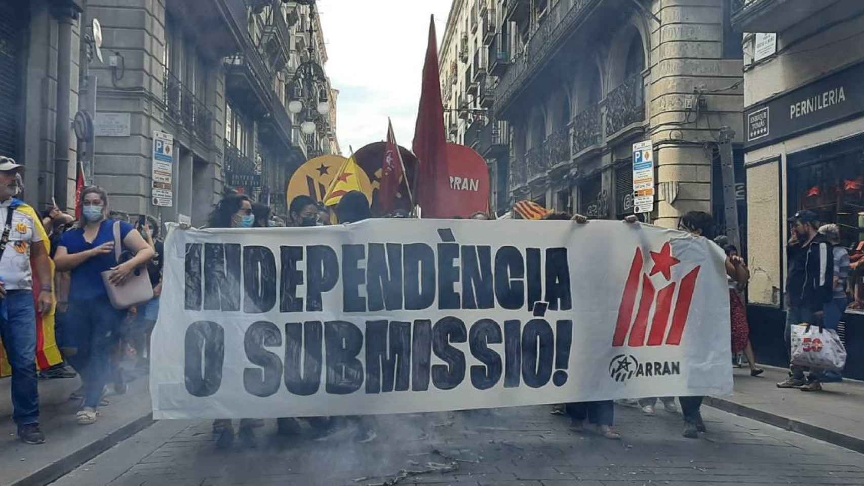 Manifestación independentista de Arran en el centro de Barcelona con motivo de la Diada, el pasado 11 de septiembre / ARRAN