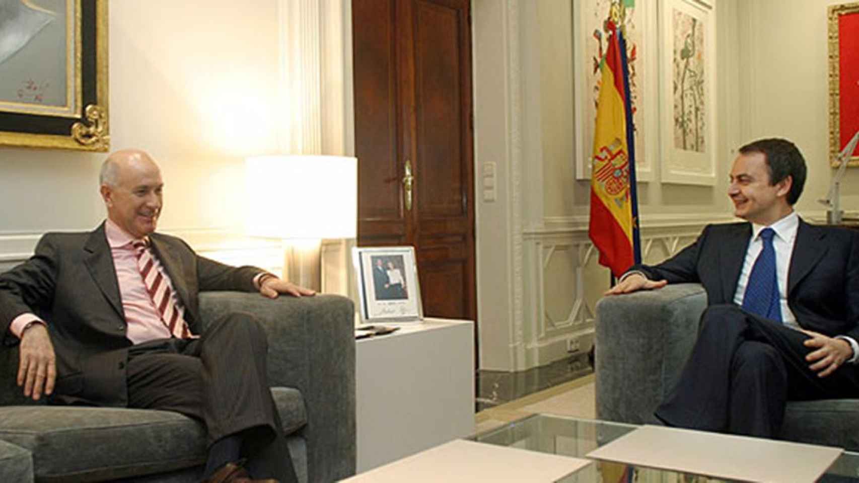 El exlíder de UDC, Josep Antoni Duran i Lleida (i), reunido con el expresidente José Luís Rodríguez Zapatero / CG