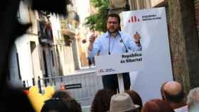 El vicepresidente de la Generalitat, Pere Aragonès, en un acto de ERC en las pasadas fiestas de Gràcia de Barcelona / ERC
