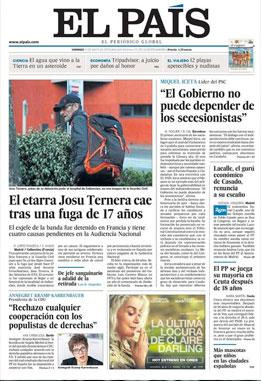 Portada de 'El País'