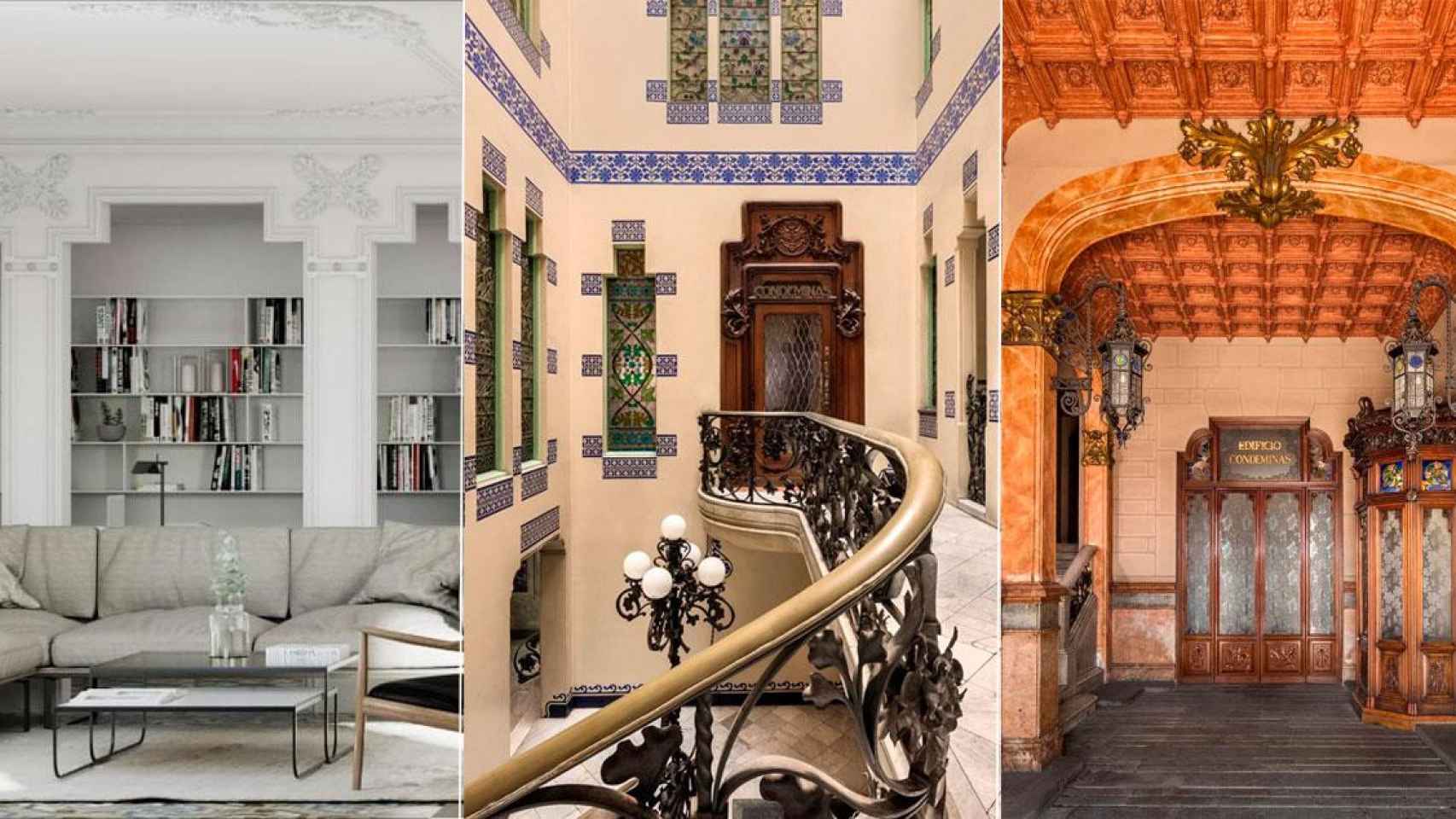 Imágenes de los pisos modernistas de la Casa Condeminas de Barcelona, propiedad de Manel Adell / CG